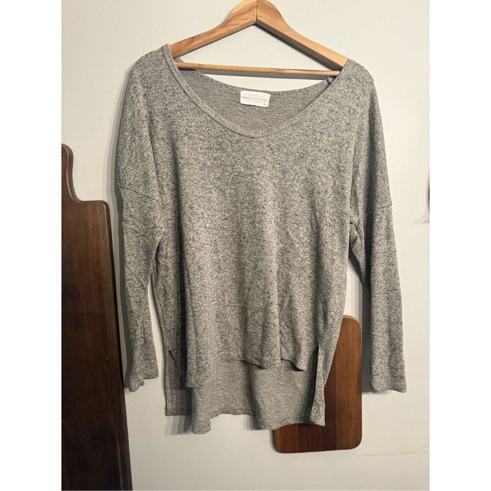 Nectar Clothing Womens Heather Gray High Low‎ Hem Soft Long Sleeve Top Small